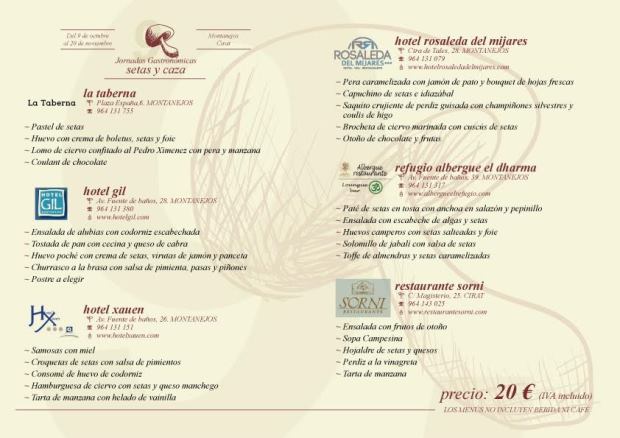 Jornadas Gastronómicas de Setas y Caza 2015