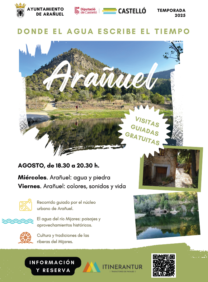 Rutas guiadas en Arañuel - Agosto 2025 por las tardes