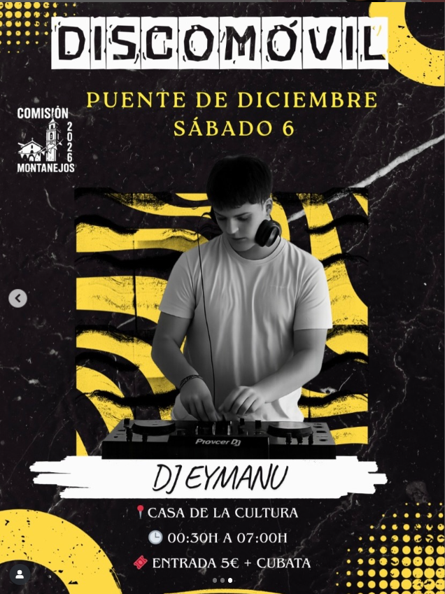 discomóvil el puente de diciembre en montanejos, sábado 6 de diciembre, casa de la cultura