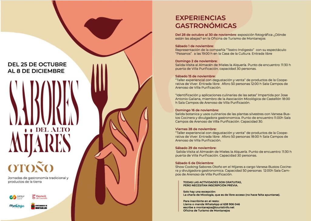 Experiencias gastronómicas sabores del alto mijares,  puente de diciembre en montanejos