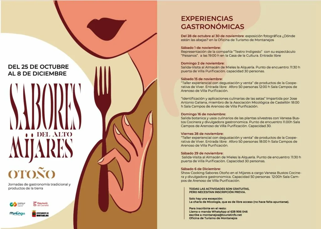 Experiencias gastronómicas sabores del alto mijares,  puente de diciembre en montanejos